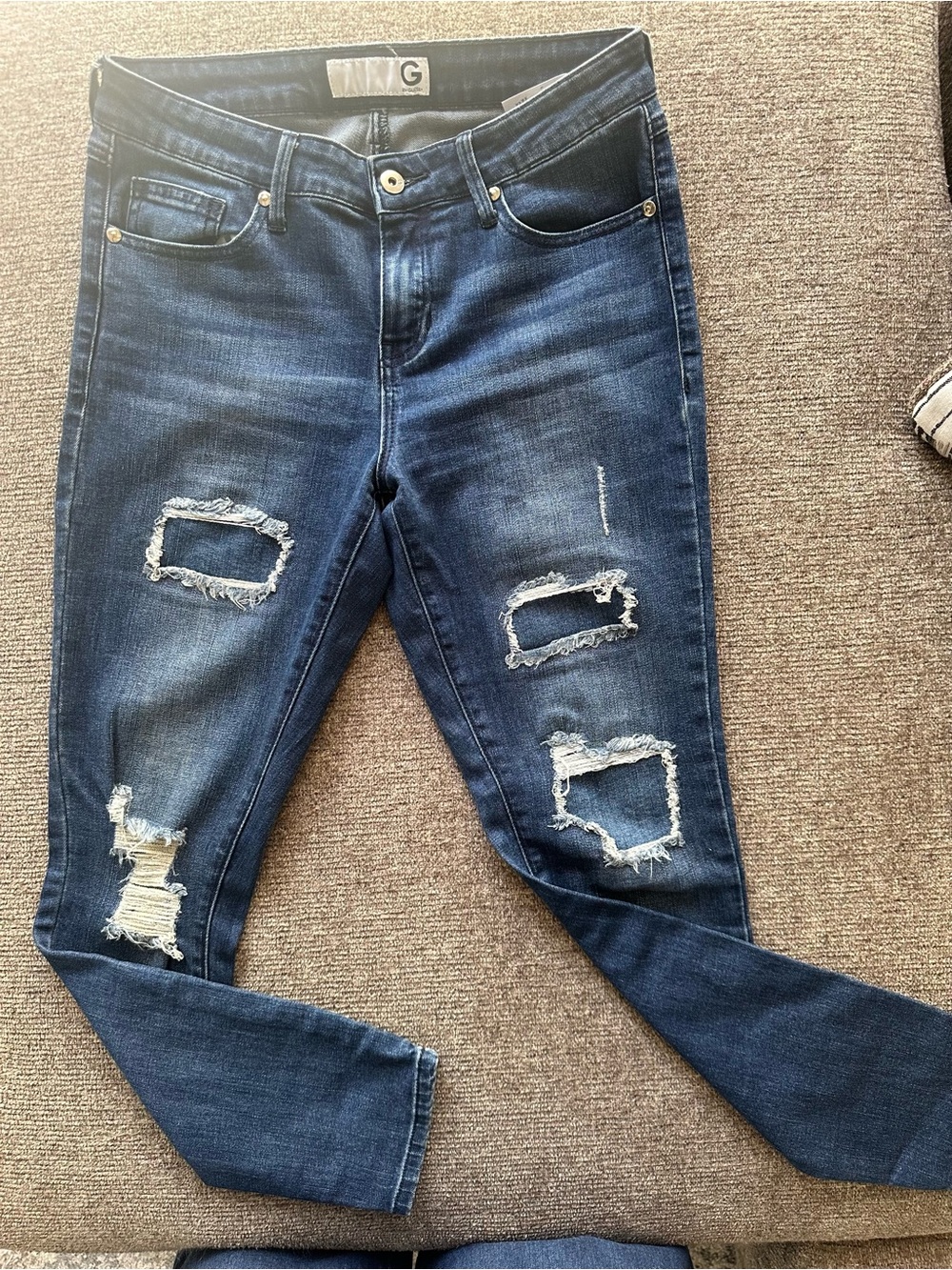 G by Guess Ripped Dark Blue Skinny Jeans for Women